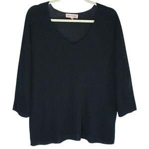 Philosophy Navy Lycra Lightweight V Neck Sweater /Top Size Large